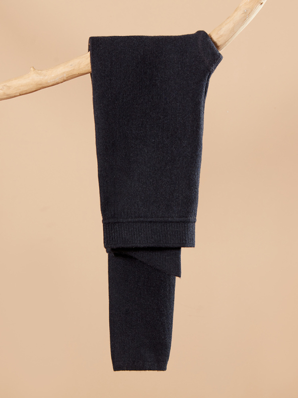 Pantaloni din lână pentru unisex, talie înaltă, protecție la genunchi și talie, dublu strat cu căptușeală de catifea, fără cusături, izolație termică