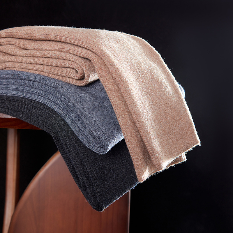 Pantaloni din lână pentru unisex, talie înaltă, protecție la genunchi și talie, dublu strat cu căptușeală de catifea, fără cusături, izolație termică