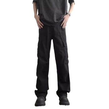 Pantaloni casual de lucru pentru bărbați, croială lejeră, talie medie, din bumbac, cu curea, croială dreaptă