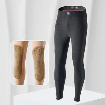 Meeste soojad termilised püksid põlvekaitsega, topeltkiht, fliisist vooder, kõrge vöökoht, polüesterkangas