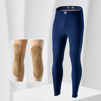 Meeste soojad termilised püksid põlvekaitsega, topeltkiht, fliisist vooder, kõrge vöökoht, polüesterkangas