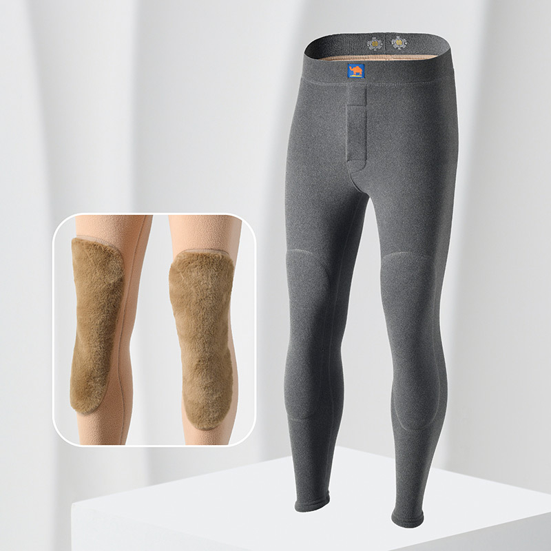 Meeste soojad termilised püksid põlvekaitsega, topeltkiht, fliisist vooder, kõrge vöökoht, polüesterkangas