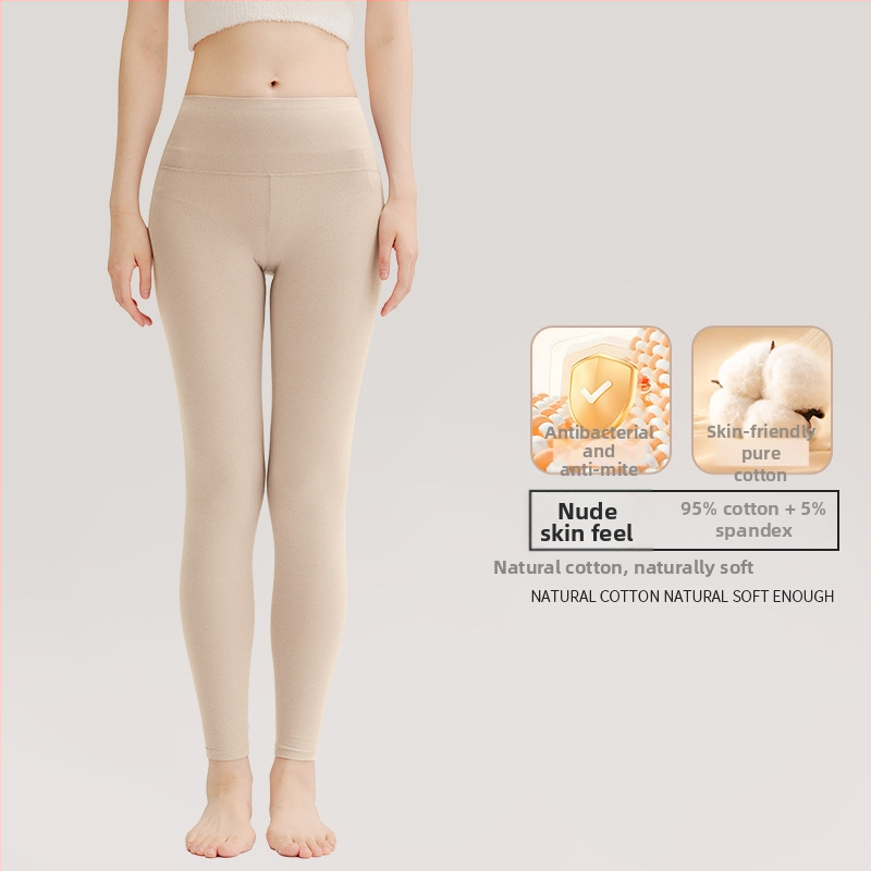 Naiste puuvillased termilised püksid kõrge vöökohaga talveks aluskiht, ühekihiline, 181–200 g/m²