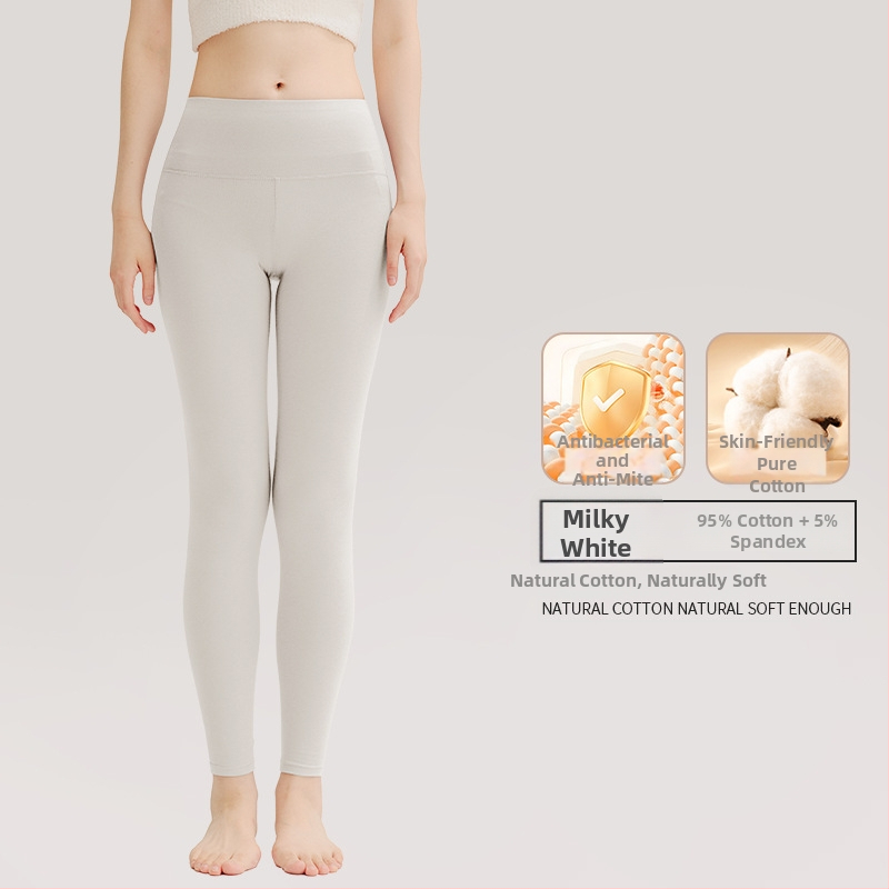 Naiste puuvillased termilised püksid kõrge vöökohaga talveks aluskiht, ühekihiline, 181–200 g/m²