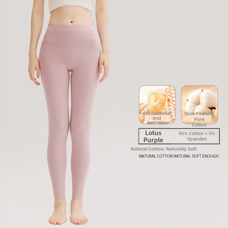 Naiste puuvillased termilised püksid kõrge vöökohaga talveks aluskiht, ühekihiline, 181–200 g/m²