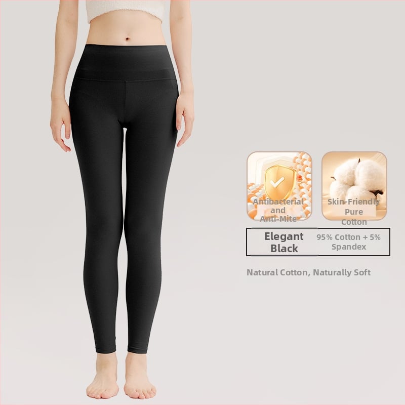 Naiste puuvillased termilised püksid kõrge vöökohaga talveks aluskiht, ühekihiline, 181–200 g/m²