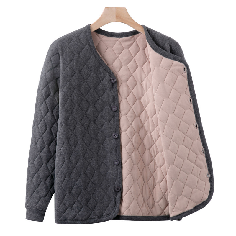 Зимно външно облекло за мъже от средна възраст и възрастни, подплатено памук, дебело палто с висока яка, джобове с патч, едноредово закопчаване