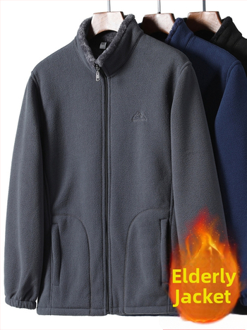 Vyriška žieminė striukė su fleece pamušalu, ilgomis rankovėmis, stovas apykaklė, užtrauktukas, įprastas ilgis