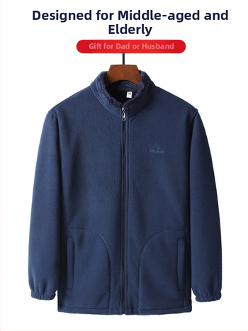 Vyriška žieminė striukė su fleece pamušalu, ilgomis rankovėmis, stovas apykaklė, užtrauktukas, įprastas ilgis