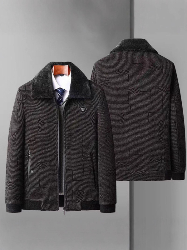 Chenille яке за мъже на средна възраст, полиестрова материя, подплата от флис, едноредово закопчаване