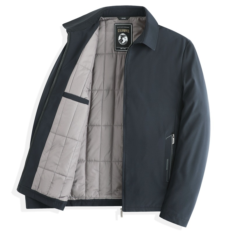 Meeste talvejakk lapkrae, paksu täidisega polüesterkangas, tõmblukk, vaba lõige, kerge äristiil