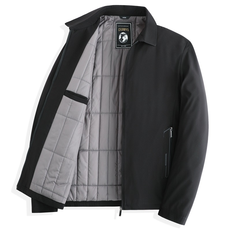 Meeste talvejakk lapkrae, paksu täidisega polüesterkangas, tõmblukk, vaba lõige, kerge äristiil