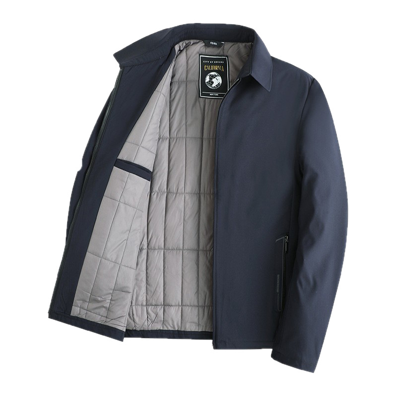 Meeste talvejakk lapkrae, paksu täidisega polüesterkangas, tõmblukk, vaba lõige, kerge äristiil