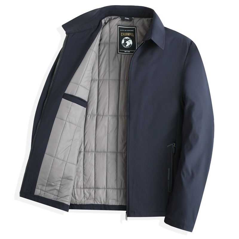 Meeste talvejakk lapkrae, paksu täidisega polüesterkangas, tõmblukk, vaba lõige, kerge äristiil