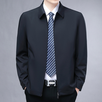 Pánske jesenné elegantné sako, úzky strih, klopový golier, zapínanie na zips, bočné vrecká, polyesterová podšívka