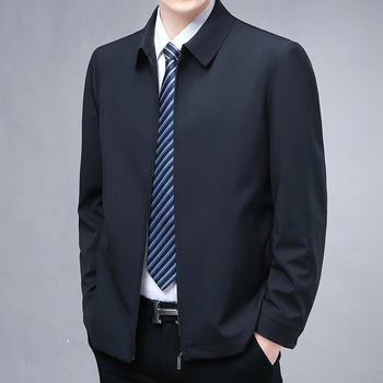 Pánske jesenné elegantné sako, úzky strih, klopový golier, zapínanie na zips, bočné vrecká, polyesterová podšívka