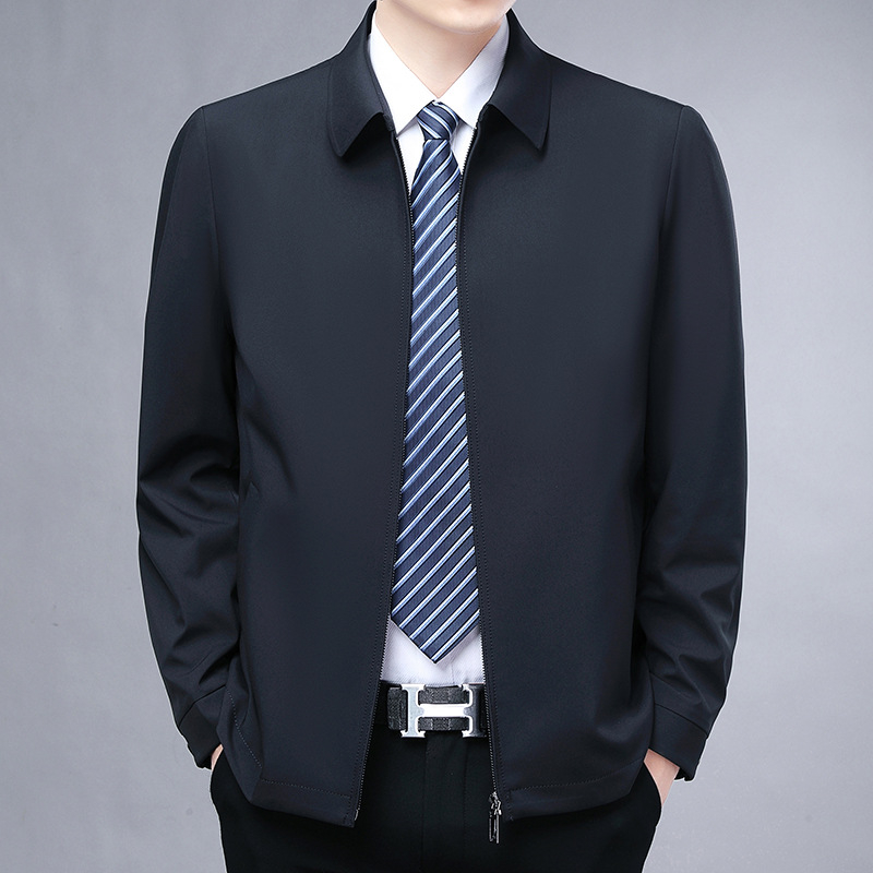 Pánske jesenné elegantné sako, úzky strih, klopový golier, zapínanie na zips, bočné vrecká, polyesterová podšívka