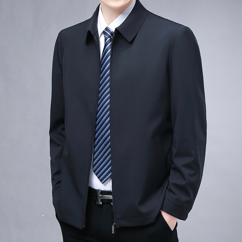 Pánske jesenné elegantné sako, úzky strih, klopový golier, zapínanie na zips, bočné vrecká, polyesterová podšívka