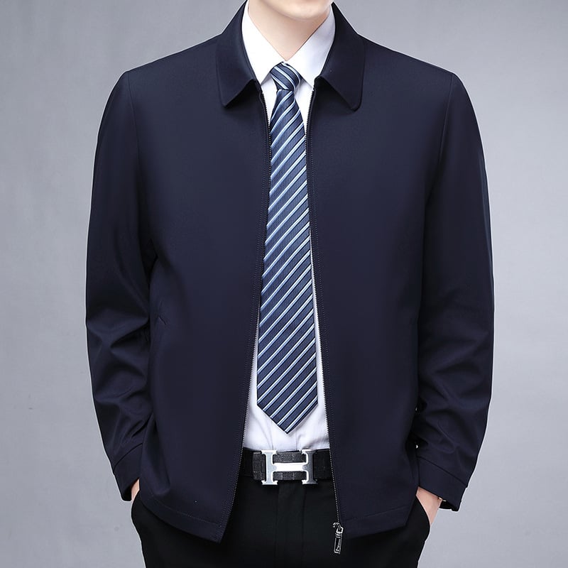 Pánske jesenné elegantné sako, úzky strih, klopový golier, zapínanie na zips, bočné vrecká, polyesterová podšívka