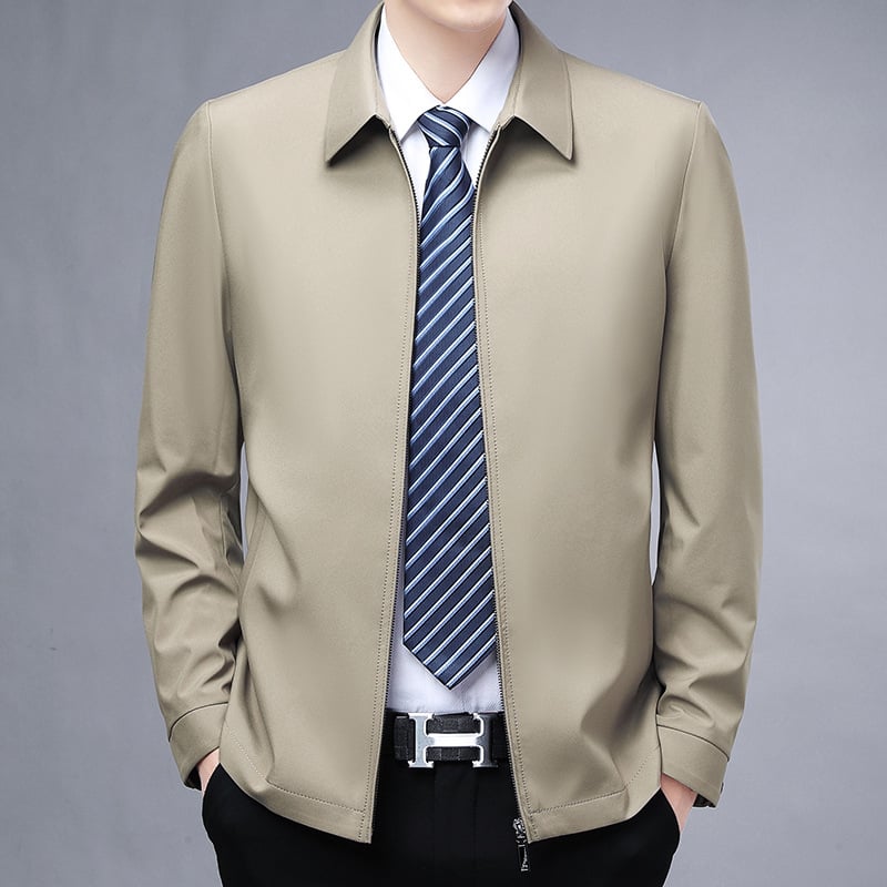 Pánske jesenné elegantné sako, úzky strih, klopový golier, zapínanie na zips, bočné vrecká, polyesterová podšívka
