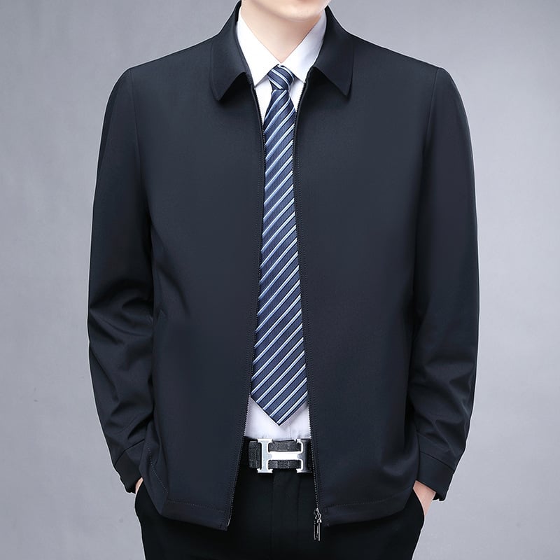 Pánske jesenné elegantné sako, úzky strih, klopový golier, zapínanie na zips, bočné vrecká, polyesterová podšívka