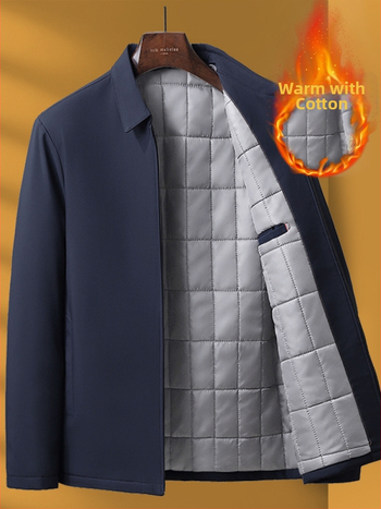 Meeste talvejakk, paksu polüestri vooder, rever-kaelus, tõmblukuga, vaba lõige, ühtlane värv