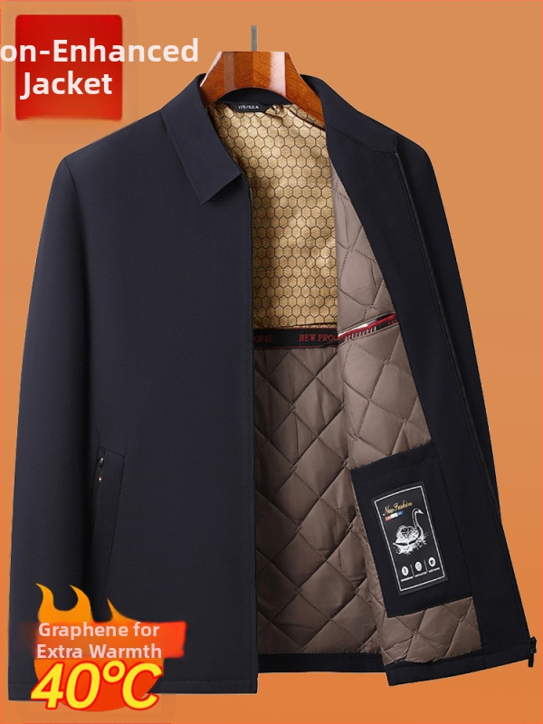 Meeste talvejakk, paksu polüestri vooder, rever-kaelus, tõmblukuga, vaba lõige, ühtlane värv