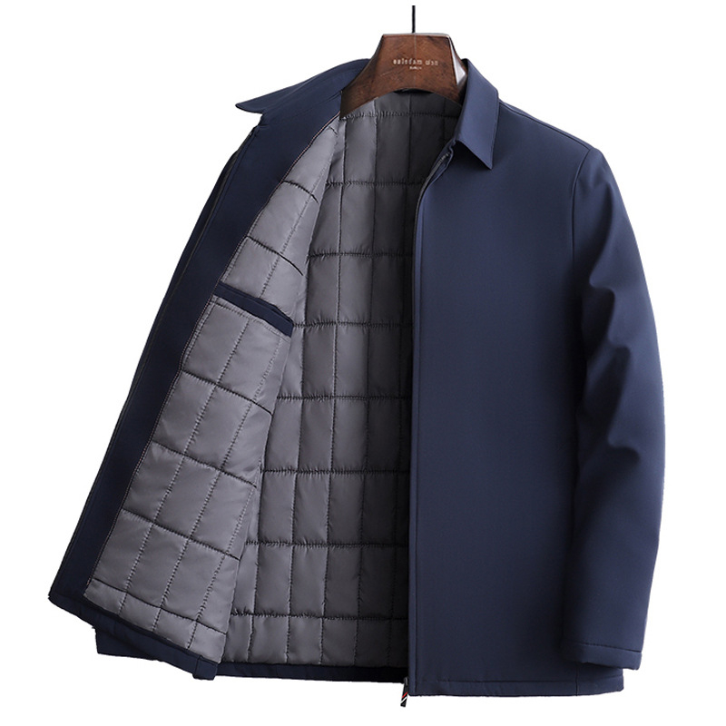 Meeste talvejakk, paksu polüestri vooder, rever-kaelus, tõmblukuga, vaba lõige, ühtlane värv