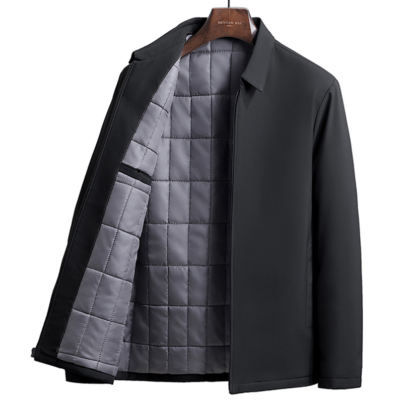 Meeste talvejakk, paksu polüestri vooder, rever-kaelus, tõmblukuga, vaba lõige, ühtlane värv