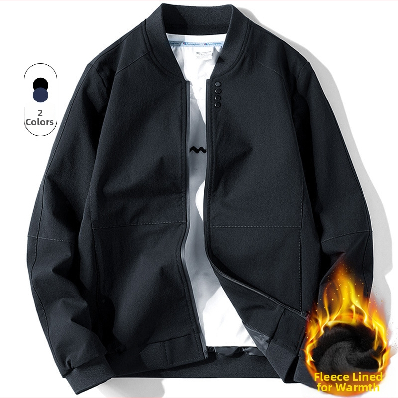 Korea stiililine jakk, püsti kaelus, ees tõmblukk, pikad varrukad, ühevärviline