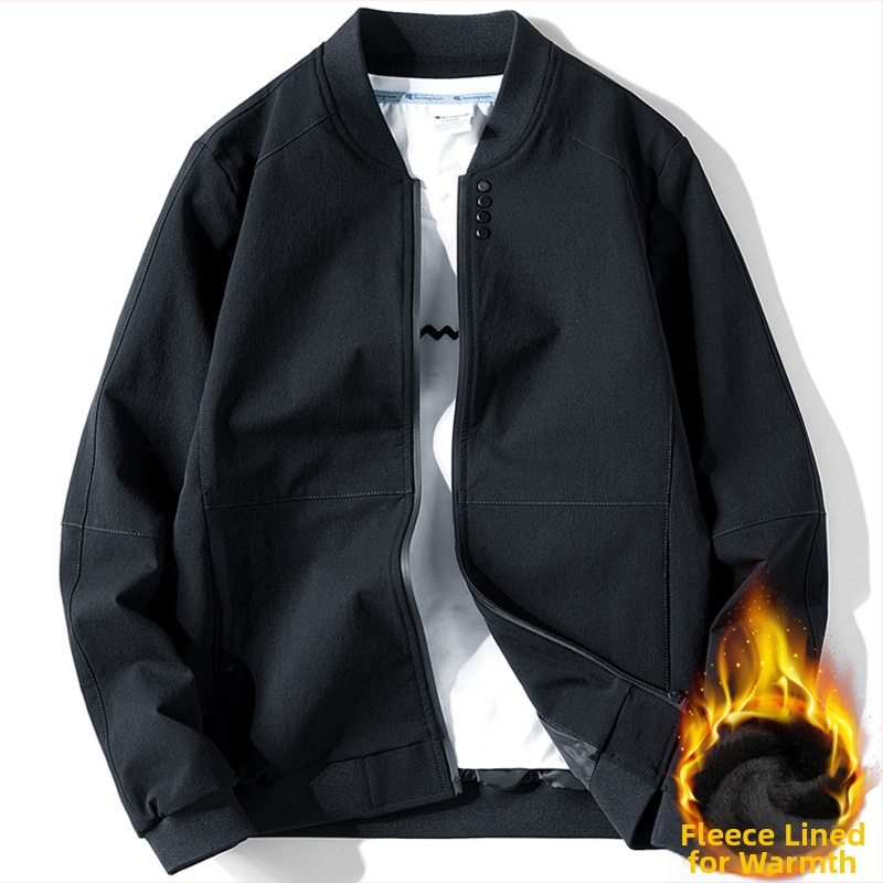 Korea stiililine jakk, püsti kaelus, ees tõmblukk, pikad varrukad, ühevärviline