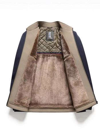 Ανδρικό μπουφάν χειμωνιάτικο με επένδυση φλίς, παχιά μόνωση, όρθιο γιακά και φερμουάρ