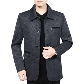 Pánske ľahké sako na jaru/jesene, golier, jednosečné zapínanie, dlhé rukávy, vsadené vrecká, rovný lem, bez žehlenia, vinylon vonkajší materiál, polyesterová podšívka, štýl business leisure