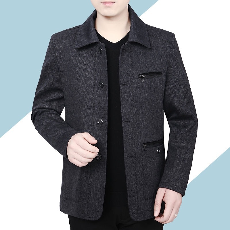 Pánske ľahké sako na jaru/jesene, golier, jednosečné zapínanie, dlhé rukávy, vsadené vrecká, rovný lem, bez žehlenia, vinylon vonkajší materiál, polyesterová podšívka, štýl business leisure