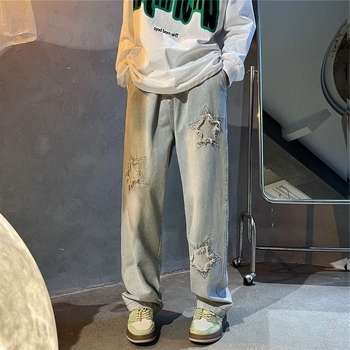 Jeansi bărbătești drepti – talie medie, fermoar, țesătură modală, micro-elasticitate