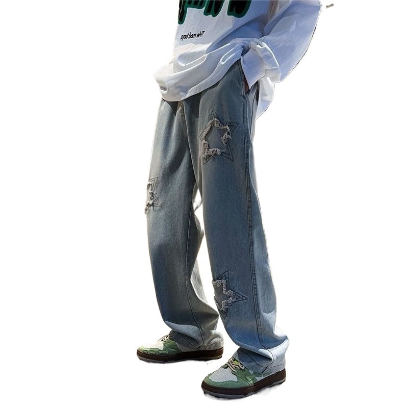 Jeansi bărbătești drepti – talie medie, fermoar, țesătură modală, micro-elasticitate