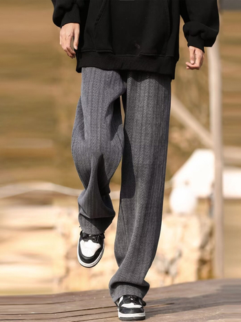 Pantaloni sport casual pentru bărbați, croială lejeră, talie medie cu curea, închidere cu șnur, poliester 95%, fără călcător