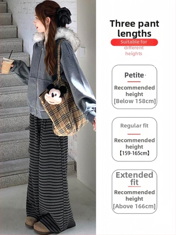 Naiste fleece vooderdusega püksid, laiad jalad, kõrge talje, vaba lõikega, talv 2025