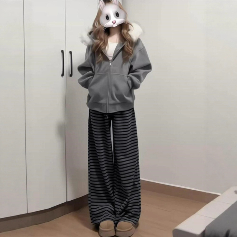 Naiste fleece vooderdusega püksid, laiad jalad, kõrge talje, vaba lõikega, talv 2025