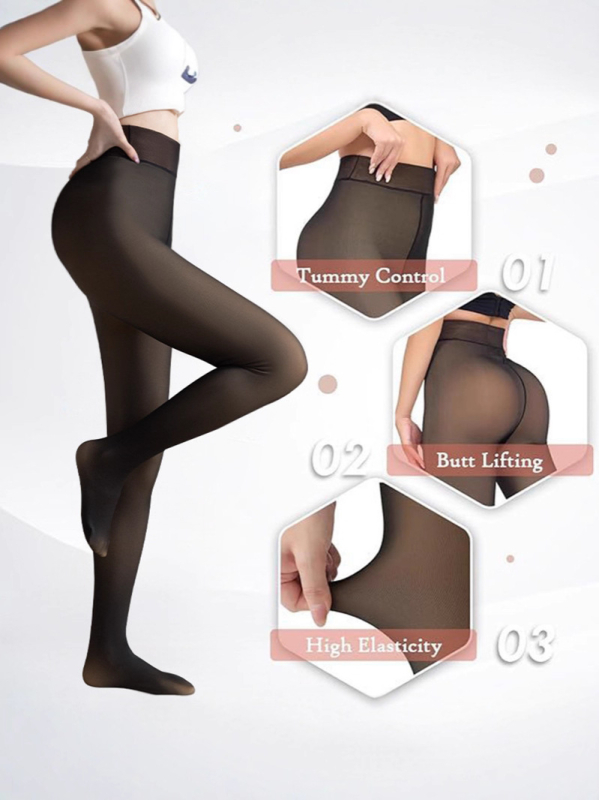 Καλσόν με επένδυση φλίς για χειμώνα, πολυεστερικό 70-80% περιεχόμενου, μεσαίας πυκνότητας, μονόχρωμο σχέδιο, διατηρεί τη θερμότητα