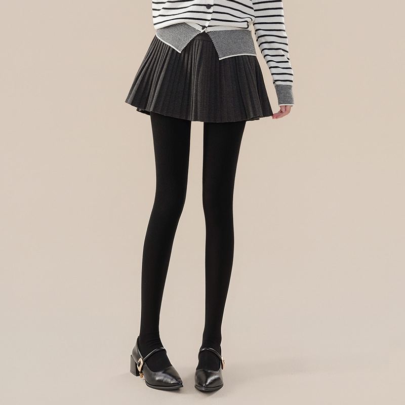 Fleecinės pamušalo leggingės su vertikaliomis juostomis, Nylon-Spandex audinys, klubų pakėlimas ir pilvo kontrolė