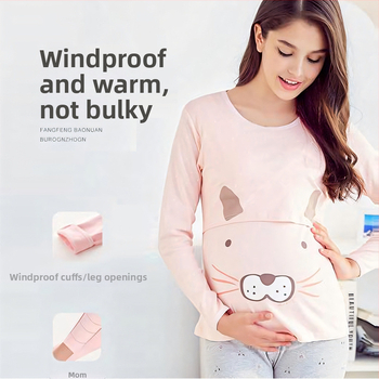 Anfiya motinystės ir žindymo komplektas iš medvilnės, ilgomis rankovėmis, žindymo anga