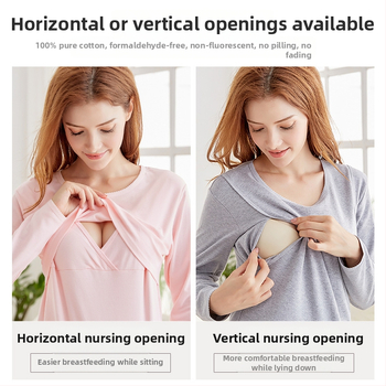 Anfiya motinystės ir žindymo komplektas iš medvilnės, ilgomis rankovėmis, žindymo anga