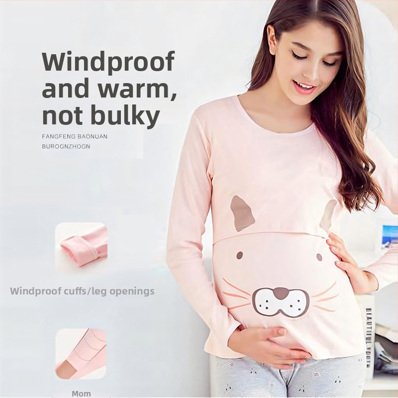 Anfiya motinystės ir žindymo komplektas iš medvilnės, ilgomis rankovėmis, žindymo anga