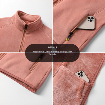 Kahekülgne fleece-kardigan stand-up krae, tõmblukk ees, pikad varrukad, paks polüester, unisex (mehed ja naised)