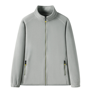 Kahekülgne fleece-kardigan stand-up krae, tõmblukk ees, pikad varrukad, paks polüester, unisex (mehed ja naised)