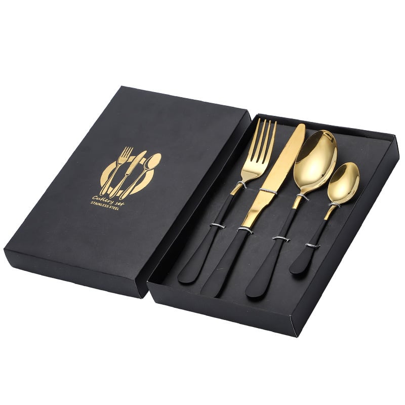 Tengli 410 nerūdijančio plieno stalo įrankių rinkinys: peilis, šakutė, šaukštas, arbatinis šaukštelis; veidrodiškai poliruotas paviršius; modernus paprastas stilius