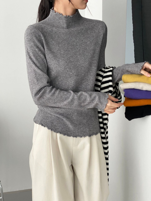 Ženski pleteni top od Lyocell-vune, uskog kroja, V-dekolte, dugi rukavi, korejski stil, model Y1322