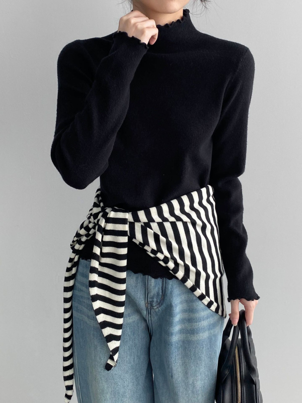 Ženski pleteni top od Lyocell-vune, uskog kroja, V-dekolte, dugi rukavi, korejski stil, model Y1322