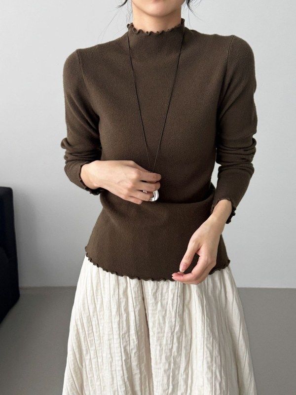 Ženski pleteni top od Lyocell-vune, uskog kroja, V-dekolte, dugi rukavi, korejski stil, model Y1322